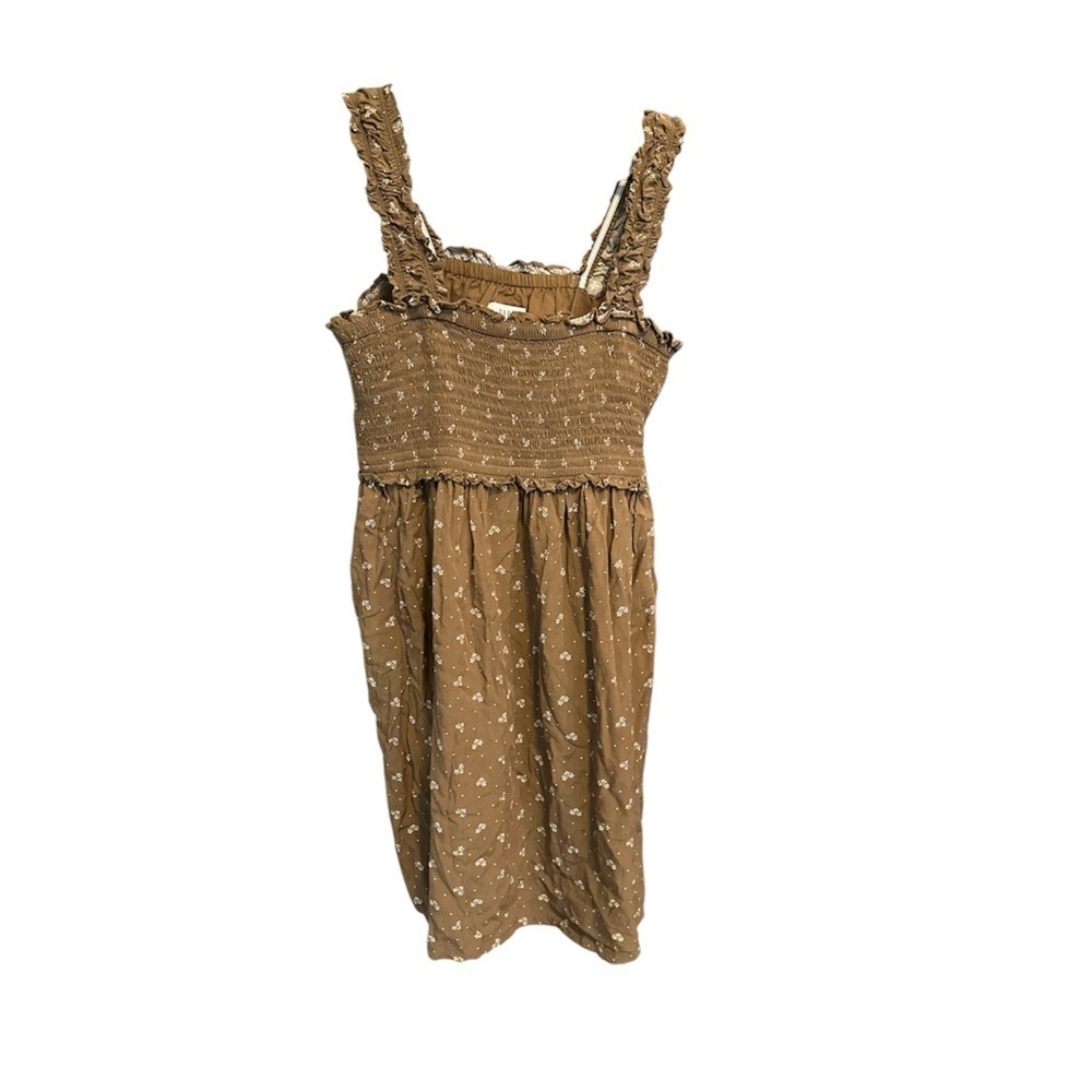 GAP LENZING ECOVERO SMOCKED TANK BROWN FLORAL DRESS SIZE 14/16 - Picture 2 of 4